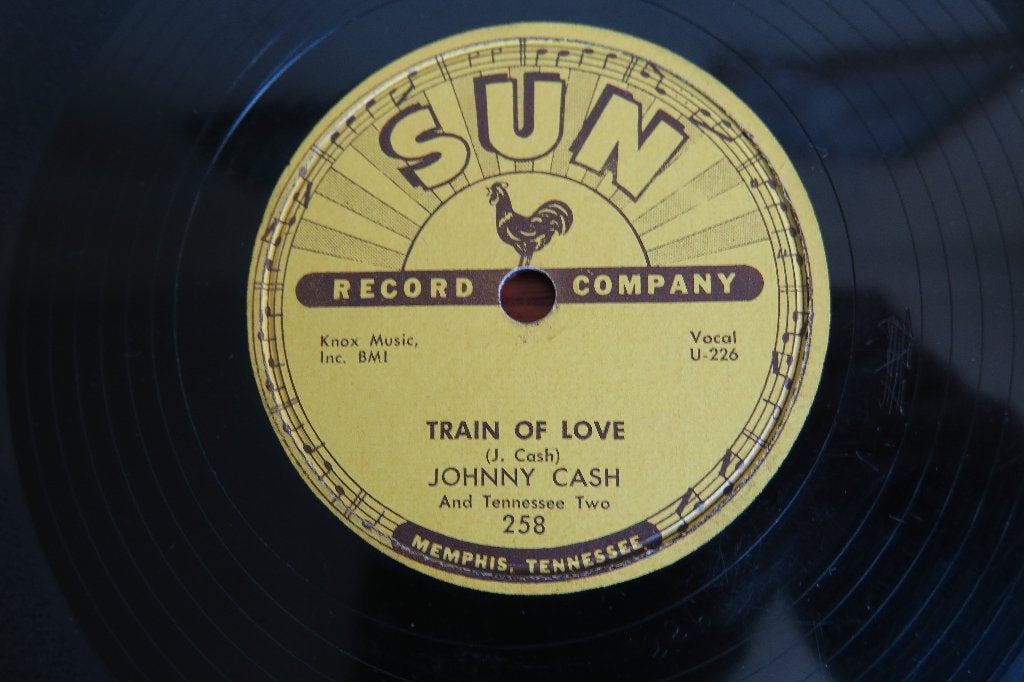Johnny Cash Train of love 78rpm 78 toeren seeburg wurlitzer, Gebruikt, 10 inch, Ophalen of Verzenden, Overige typen