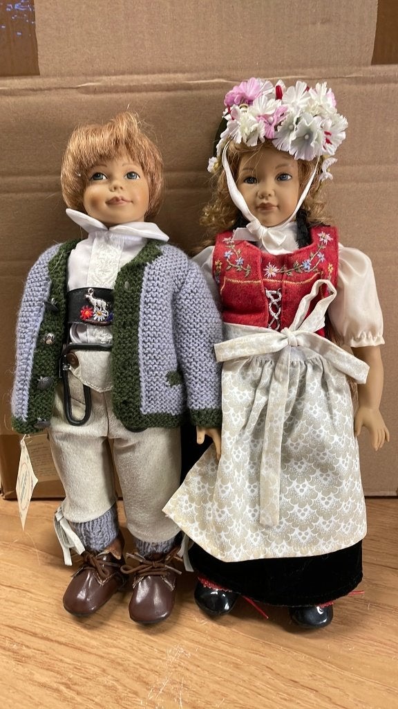 Heidi Ott Zwitsers setje jongen en meisje, 30cm., Verzamelen, Ophalen of Verzenden, Gebruikt, Pop