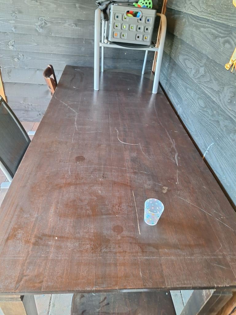 Robuuste stamtafel 240 cm - Ideaal voor gezellige avonden, Huis en Inrichting, Tafels | Eettafels, Ophalen, Gebruikt, 200 cm of meer