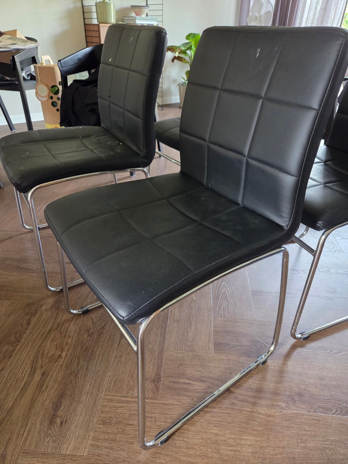4 eetkamerstoelen, Huis en Inrichting, Ophalen, Gebruikt, Zwart, Vier