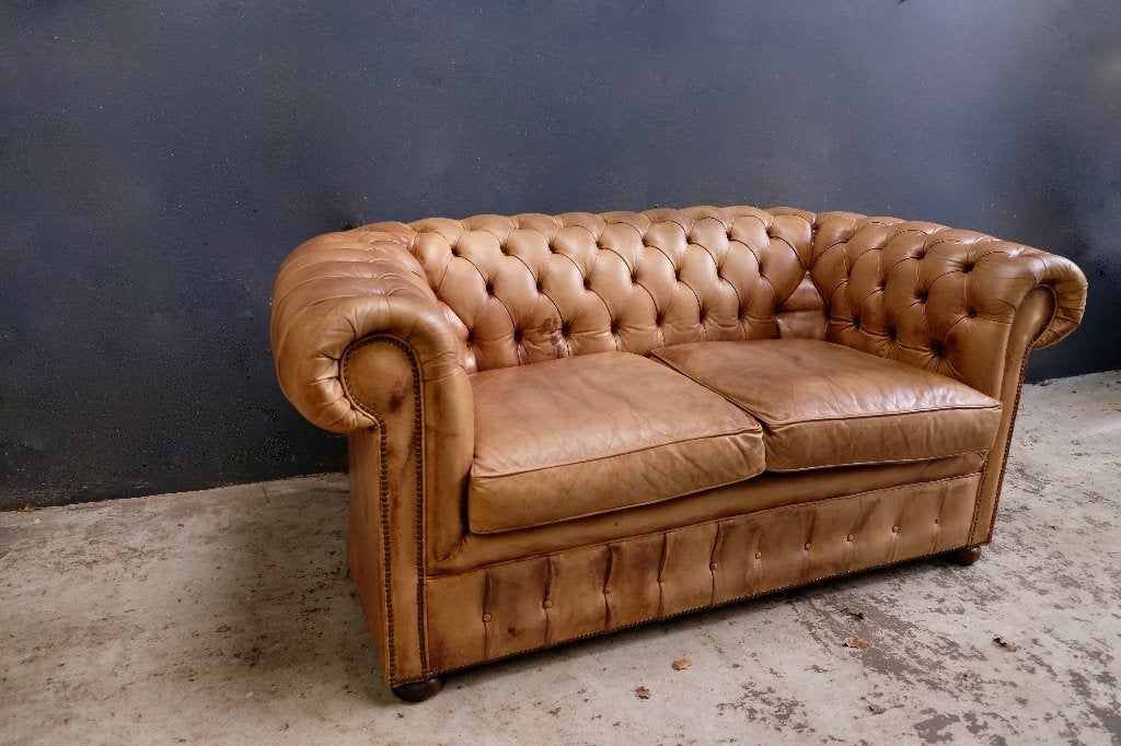 origineel Engelse Chesterfield bank, Ophalen, Minder dan 75 cm, Zo goed als nieuw, Chesterfield Engels Landelijk vintage Industrieel modern