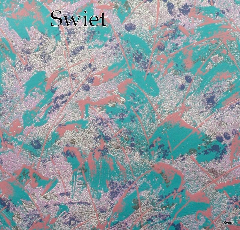 7755 turquoise abstract brush vintage behang swiet, Ophalen of Verzenden, Paars
