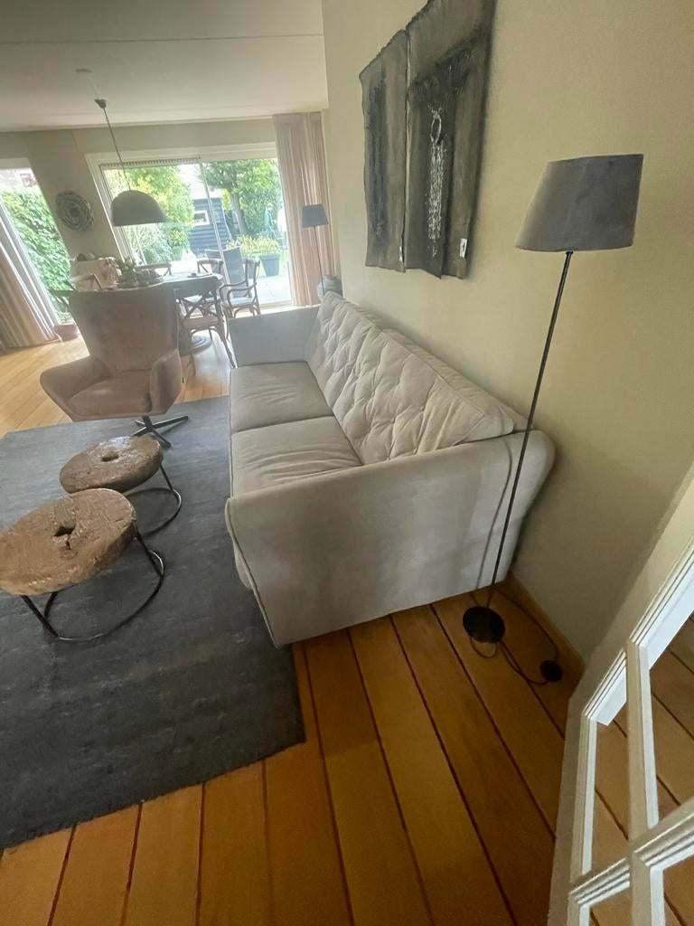 Mooie beige bank - 230x93cm, Gebruikt, Driepersoons, 75 tot 100 cm, Ophalen of Verzenden
