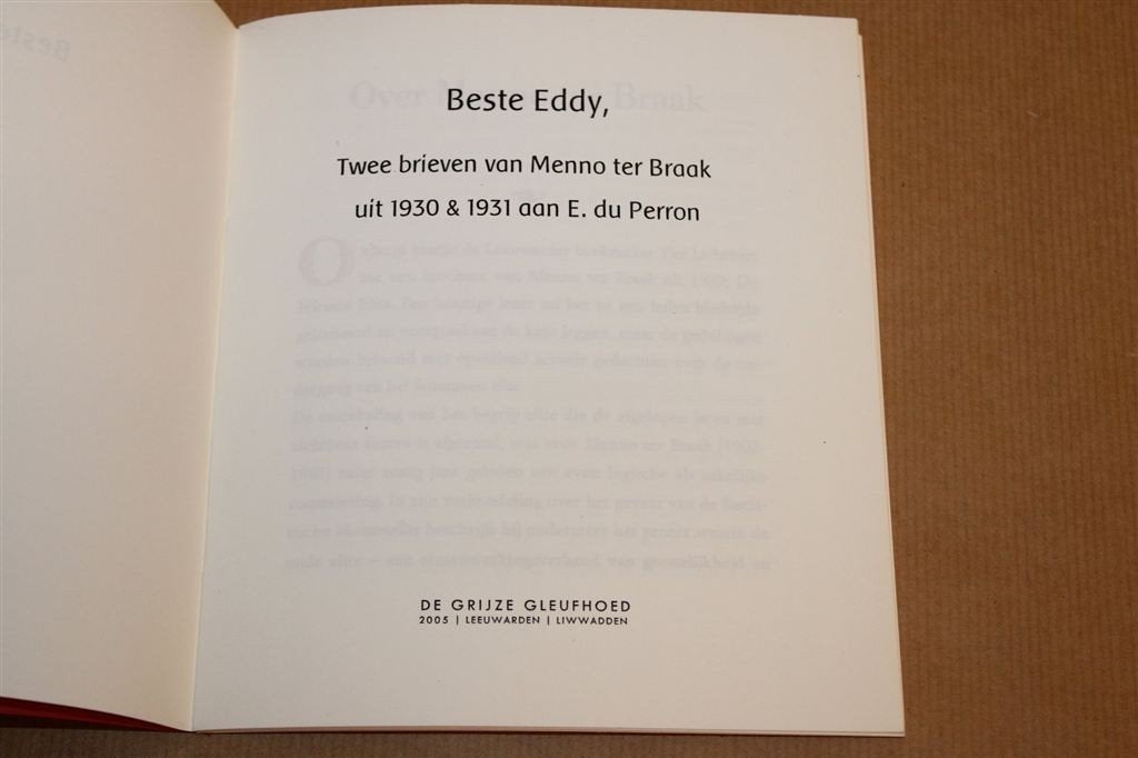 Beste Eddy — Ter Braak, Zeldzame Oplage van 25 Ex., Ophalen of Verzenden, Zo goed als nieuw