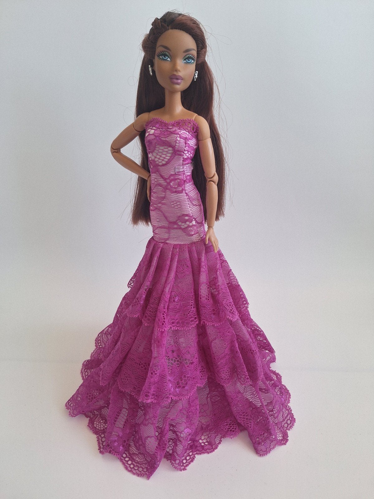 Paars/roze gala jurk voor Barbie, Ophalen of Verzenden, Nieuw, Kleertjes