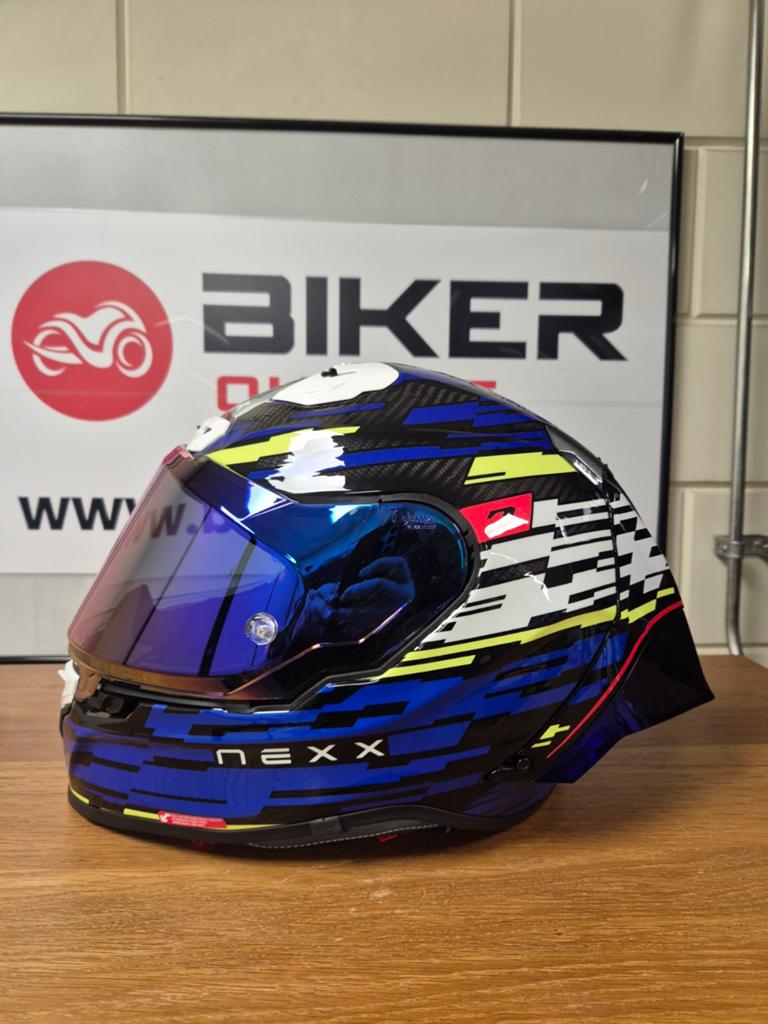 Nexx x.r3r glitch racer blue neon. Maat S, Kinderen, Ophalen of Verzenden, Integraalhelm, S