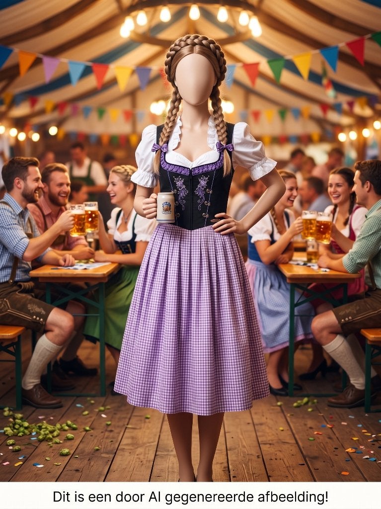 Dirndl zwart/lila maat 42 met topje maat 40 - Oktoberfest, Kleding | Dames, Jurken, Zwart, Maat 42/44 (L), Ophalen of Verzenden