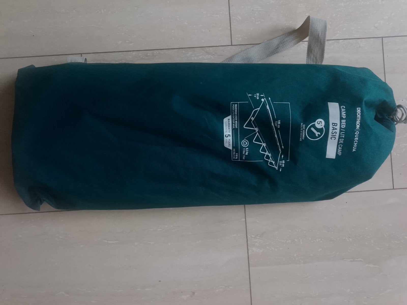 veldbed Decathlon basic 185x60x20, Ophalen of Verzenden, Gebruikt, 1-persoons