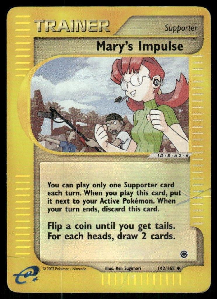 Mary's Impulse 142/165 - Expedition Base Set (Reverse Holo), Hobby en Vrije tijd, Verzamelkaartspellen | Pokémon, Gebruikt, Verzenden
