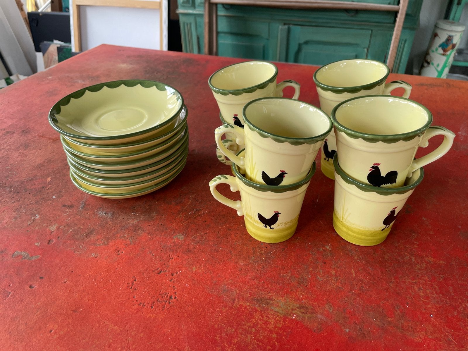 8x Zeller Keramiek kip en haan Koffie/Espresso Set, Ophalen of Verzenden