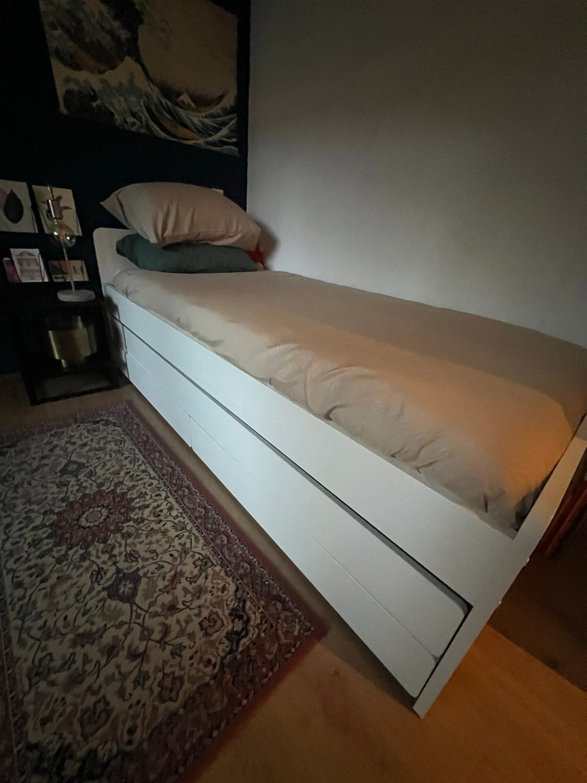 Ikea uitschuifbaar bedframe - 1-persoons naar 2-persoons, Huis en Inrichting, Ophalen of Verzenden, Gebruikt, Eenpersoons, Wit