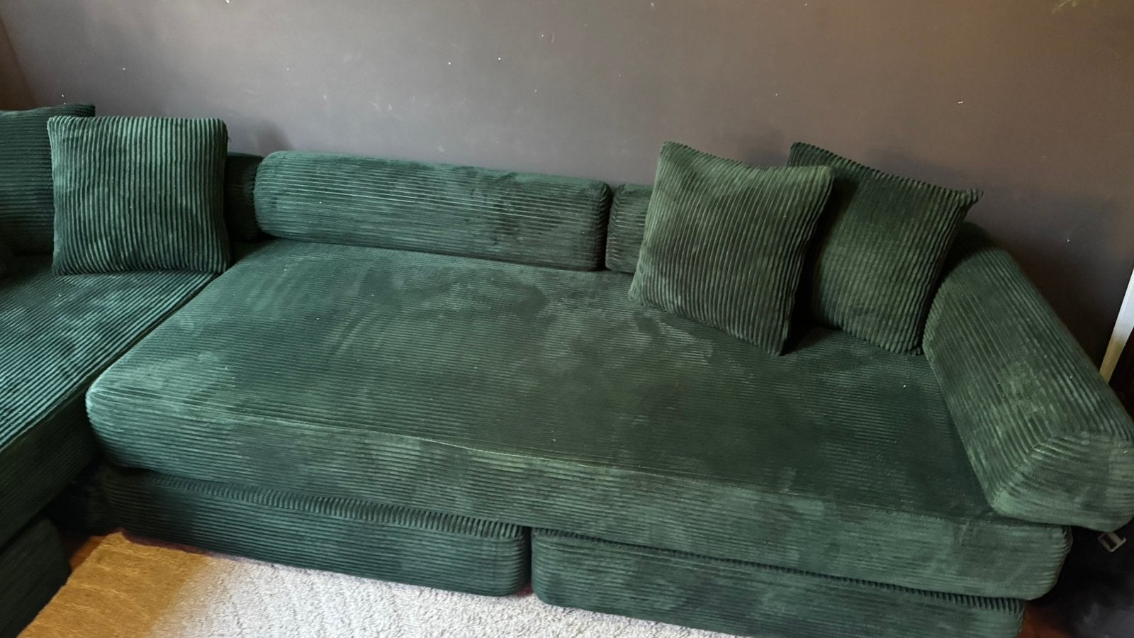 Grote groene DUX rep hoekbank / XXL loungebank innovation, Ophalen, 250 tot 300 cm, Hoekbank, Nieuw