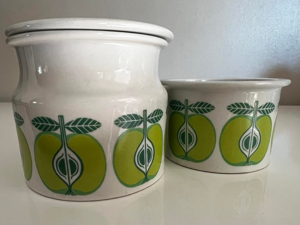 Set 2 Arabia Pomona Marmeladepotten Groene Appel Uosikkinen, Antiek en Kunst, Antiek | Servies los, Ophalen of Verzenden