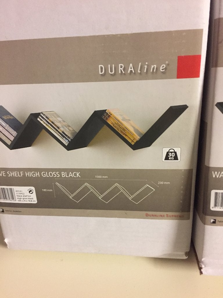 Duraline Wave wandplank hoogglans zwart – 100 x 23 x 18 cm, Ophalen of Verzenden, Nieuw
