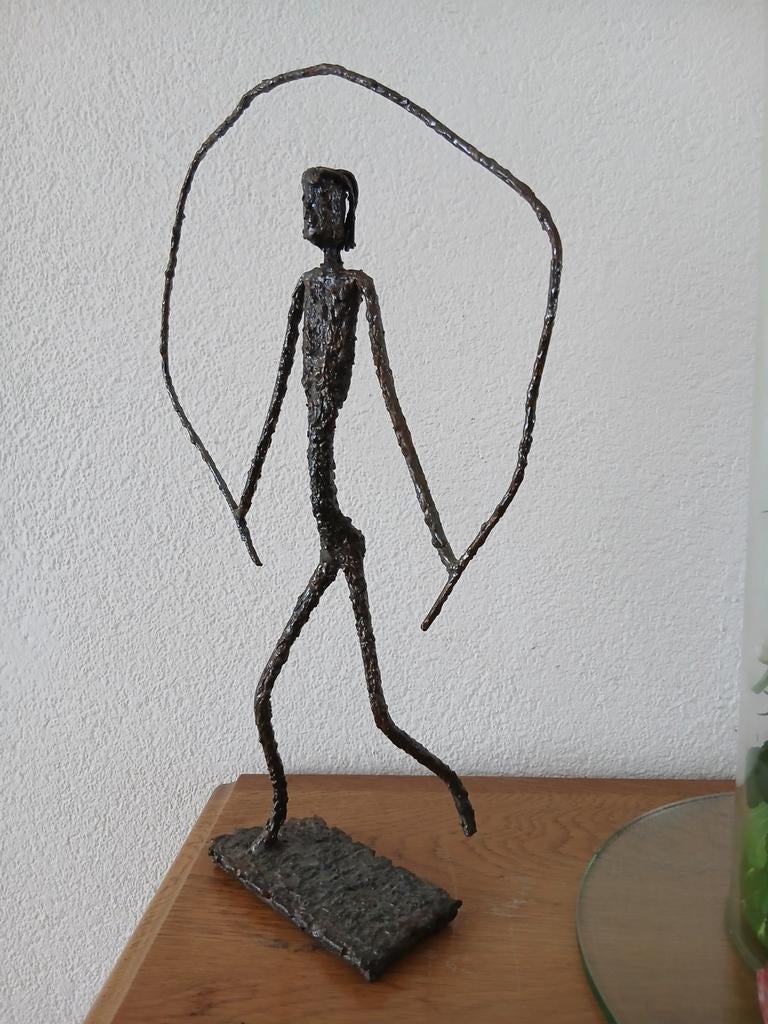 Minimalistisch beeld grove structuur Albert Giacometti stijl, Antiek en Kunst, Ophalen of Verzenden, Metaal, Beeld, 20 - 50 cm