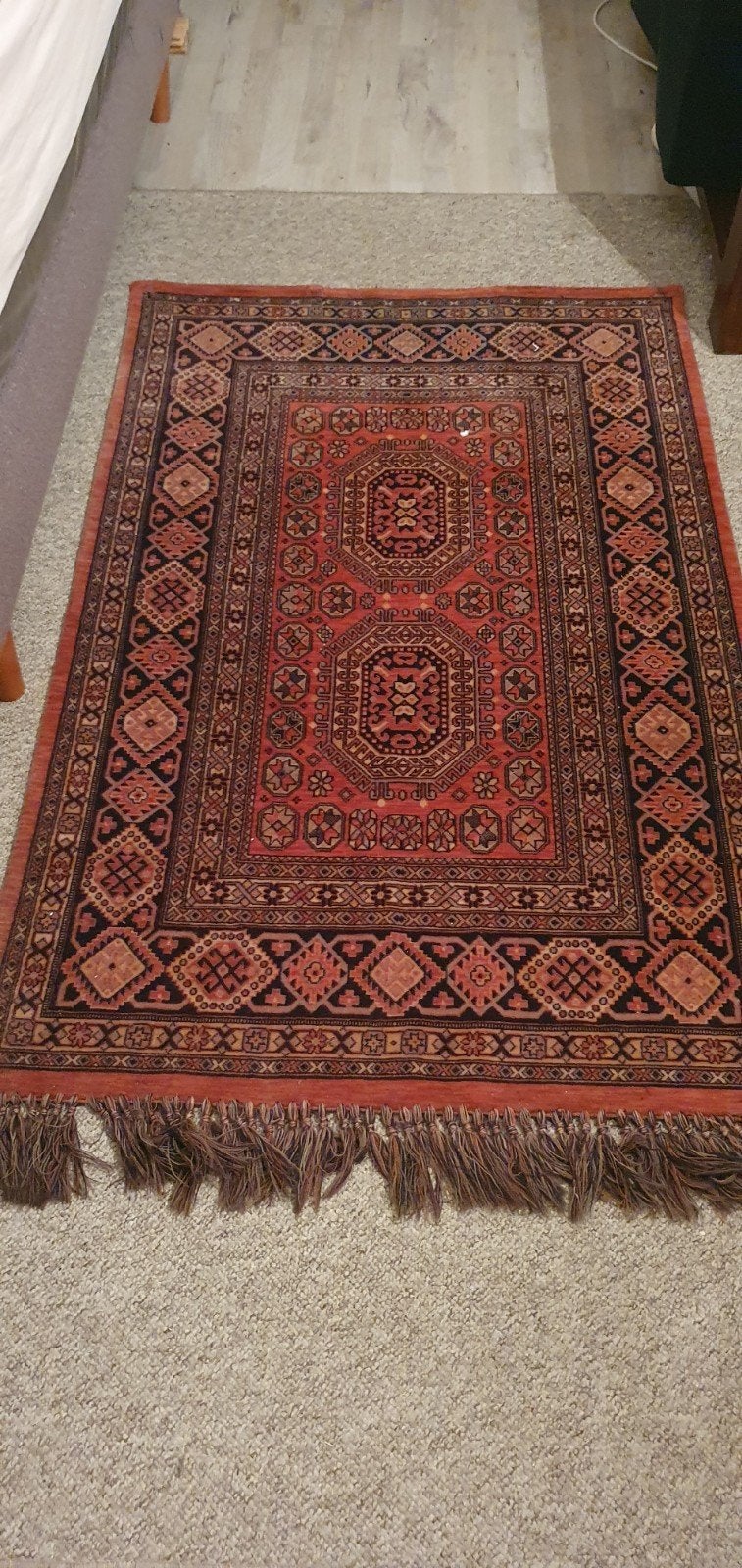 Prachtig perzische Tapijt 100x150 cm - Rood/Blauw Patroon, Ophalen, Gebruikt, Bruin, Oosters, Klassiek