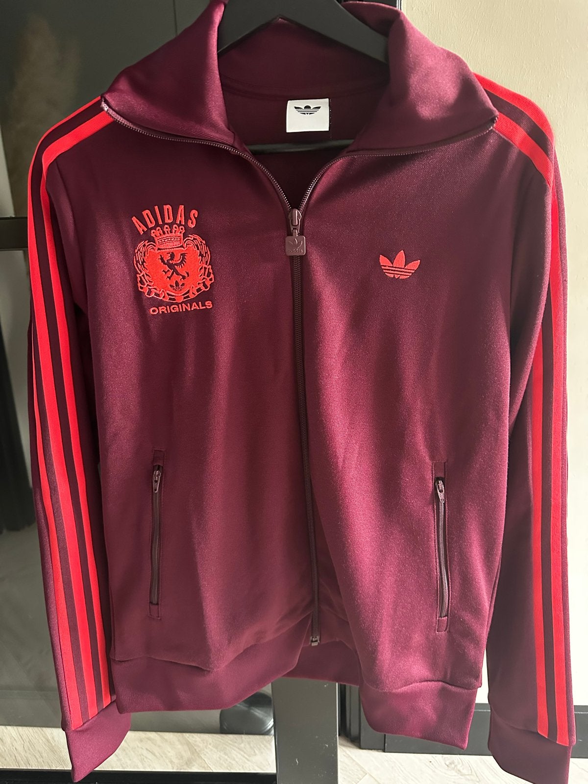 Adidas Originals Trainingsjack Bordeauxrood met Logo, Ophalen, Zo goed als nieuw, Rood