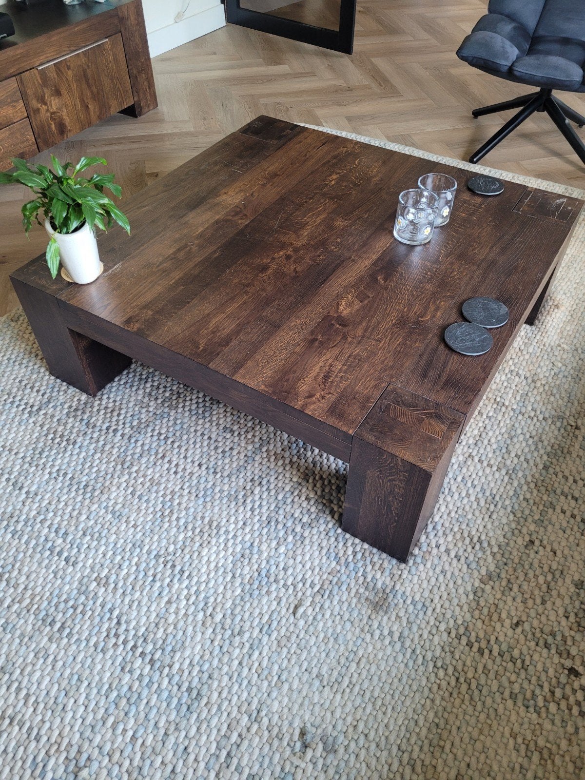 Massief houten salontafel van Goossens, Ophalen, Gebruikt, Vierkant, Overige houtsoorten