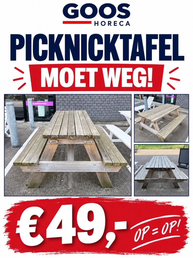PICKNICK TAFEL, Ophalen of Verzenden, Gebruikt, Rechthoekig, Hout