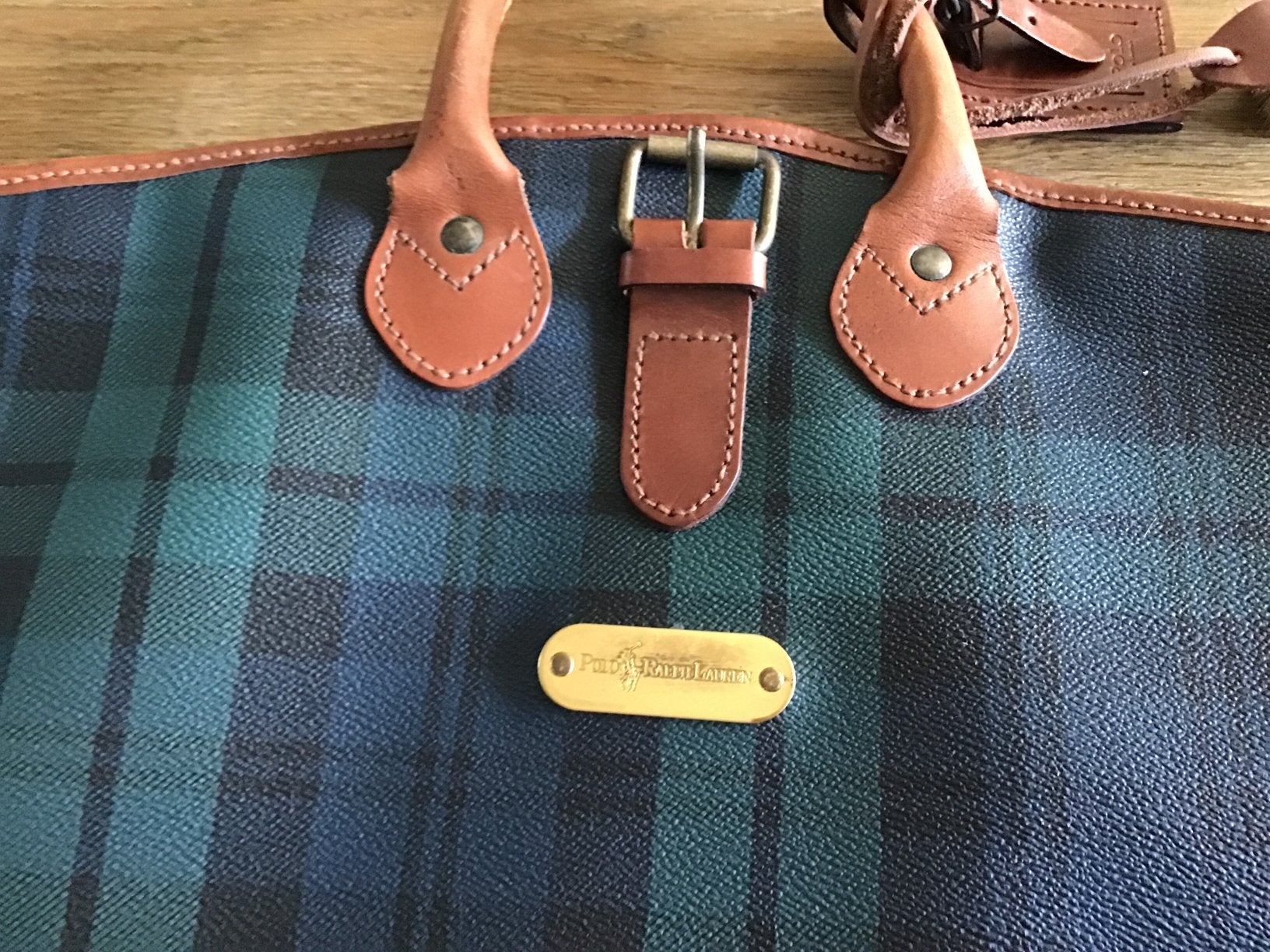 “RALPH LAUREN” SCOTCH GRAIN LEATHER KLEDING REISZAK/HOES, 40 tot 60 cm, 30 cm of meer, Minder dan 35 cm, Ophalen of Verzenden