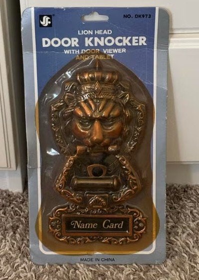 Leeuwenkop Deurklopper met Deurspion en Naamplaatje, Ophalen, Nieuw