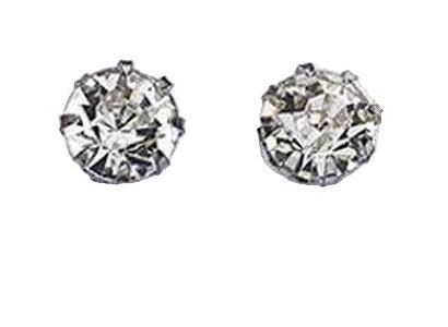 Oorbellen knopjes met zirkonia wit-diamant - zilver