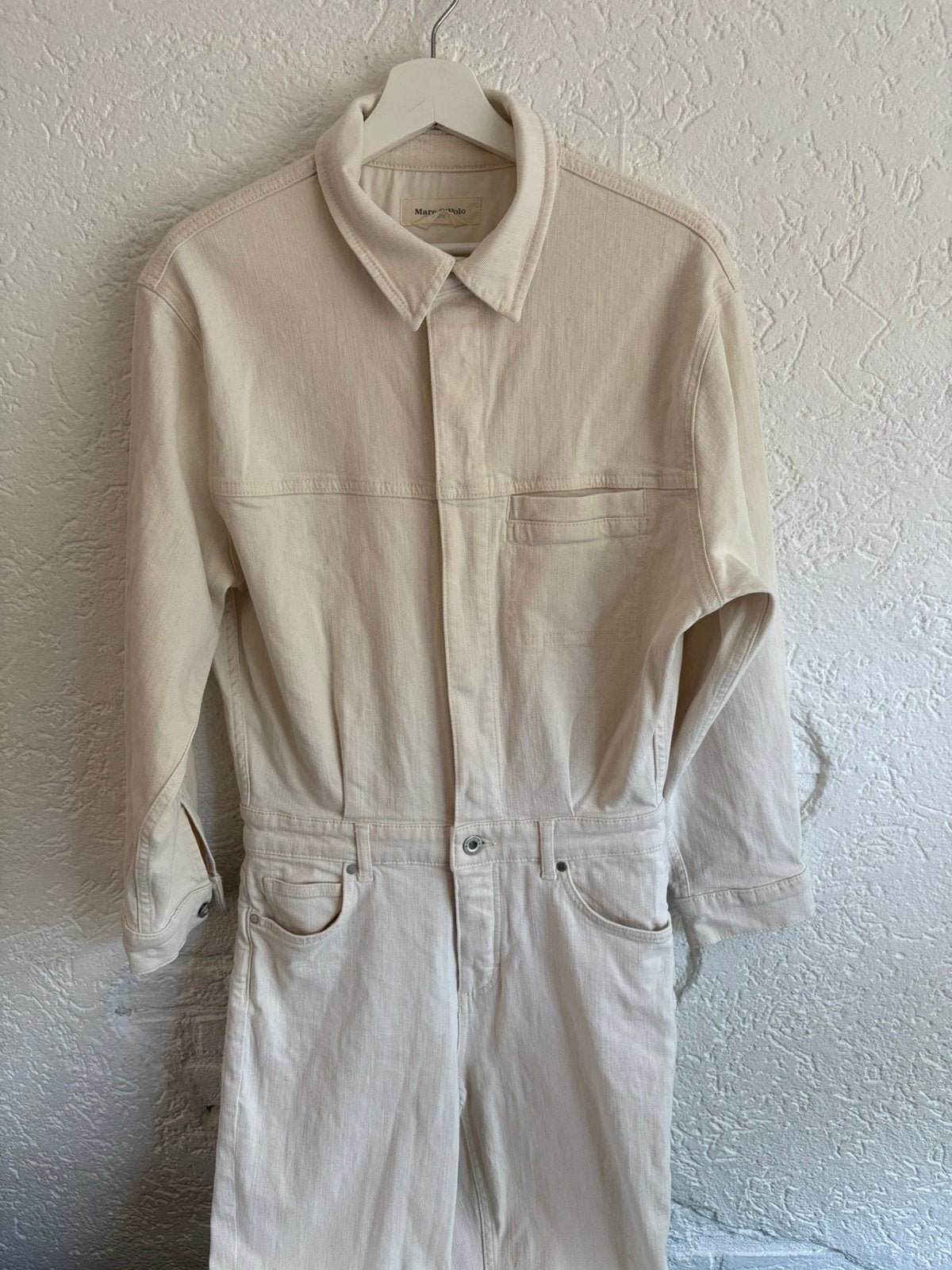 Marc o polo denim jumpsuit creme L, Kleding | Dames, Ophalen of Verzenden, Zo goed als nieuw, Maat 42/44 (L), Beige