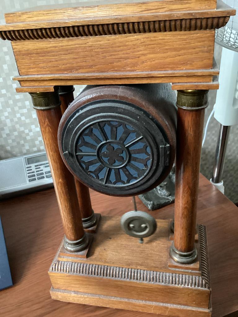 Antieke Houten Pendule Klok met Slinger, Ophalen of Verzenden