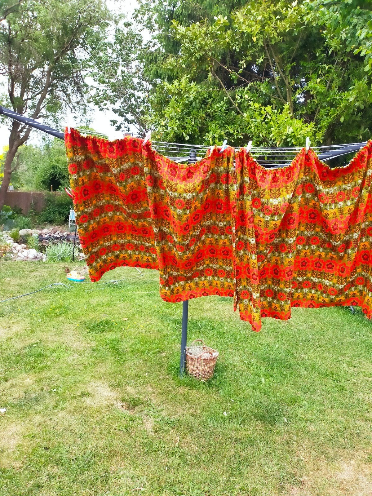 Unieke dikke jaren '70 gordijnen - vintage eyecatcher, Huis en Inrichting, Stoffering | Gordijnen en Lamellen, Gebruikt, 200 cm of meer