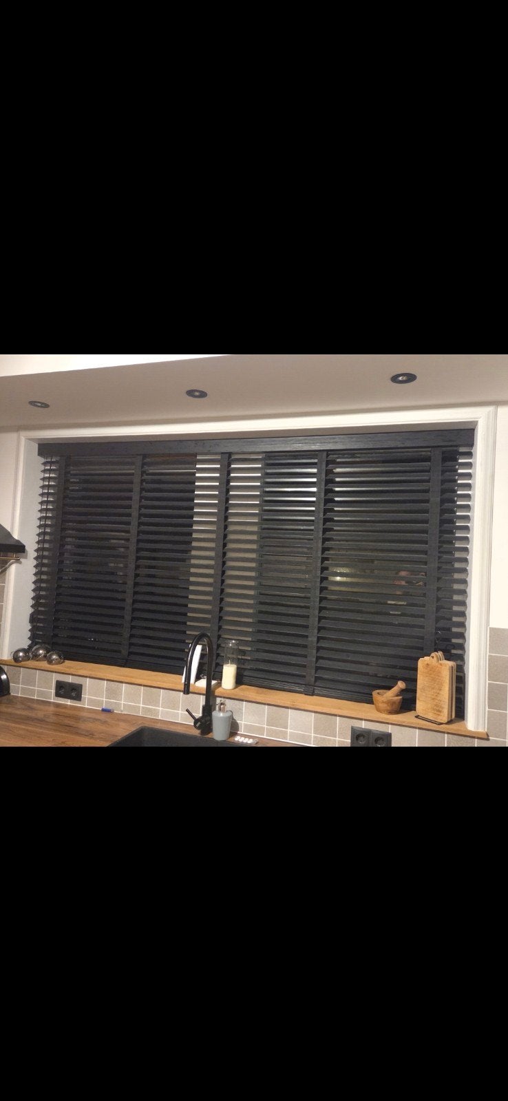 Bamboe jaloezie zwart, 50mm  218x137 cm, Huis en Inrichting, Ophalen, Gebruikt, Zwart, Lamellen