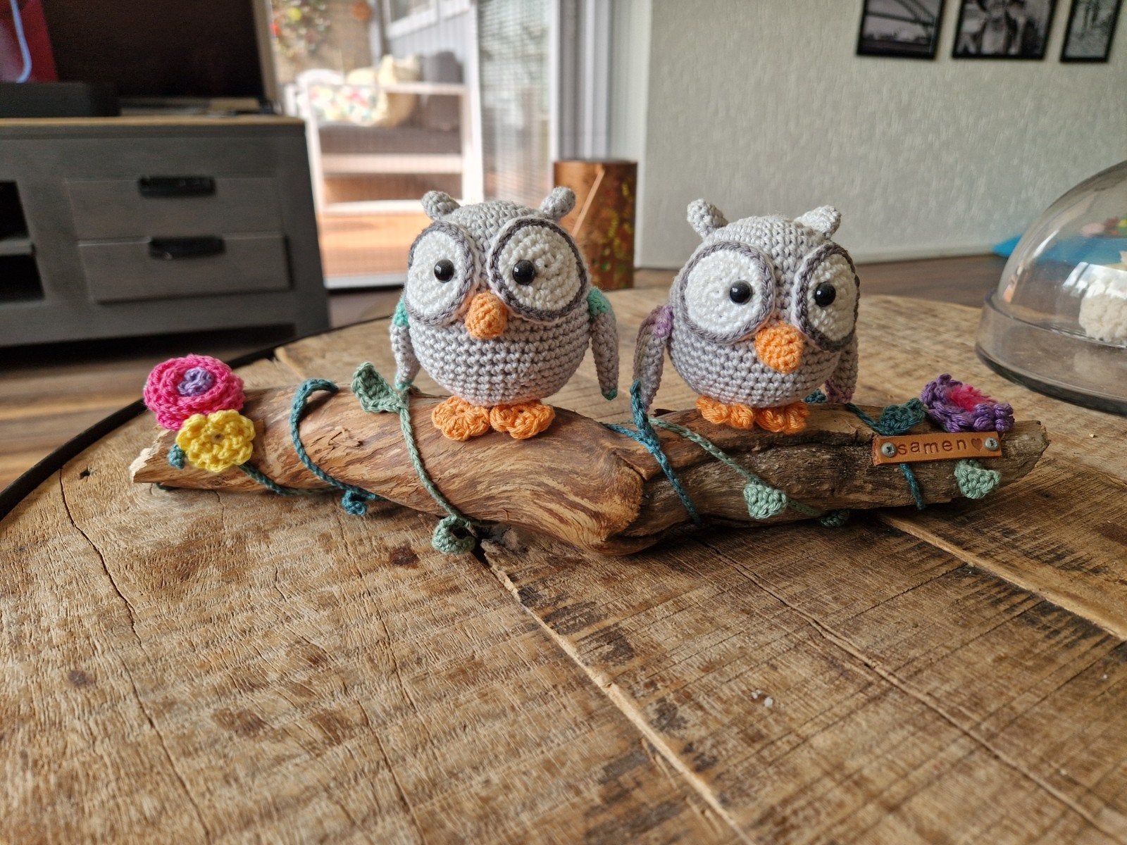 Twee gehaakte uiltjes op stok, Ophalen of Verzenden, Nieuw
