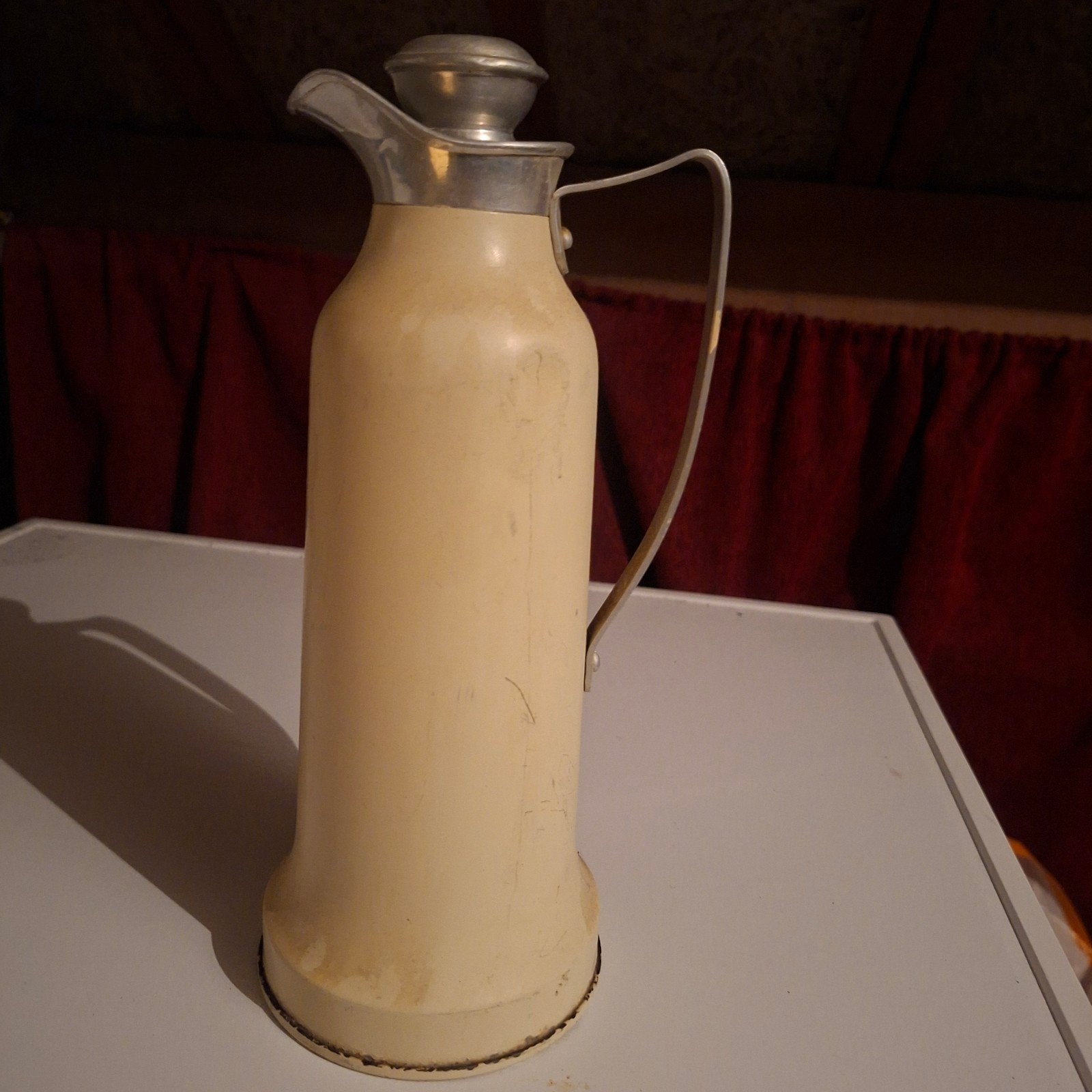 Vintage Thermoskan - Crèmekleurig met Metalen Details, Ophalen of Verzenden
