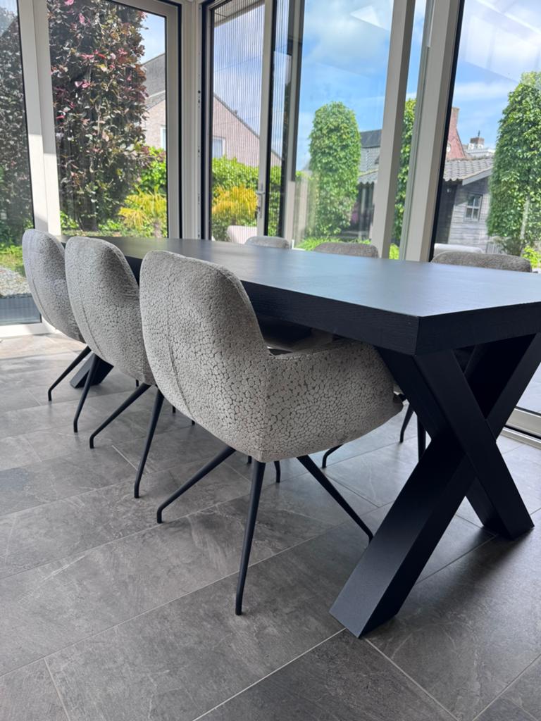 Tafel met stoelen te koop., Huis en Inrichting, Tafels | Eettafels, 200 cm of meer, Zo goed als nieuw, Rechthoekig, 50 tot 100 cm