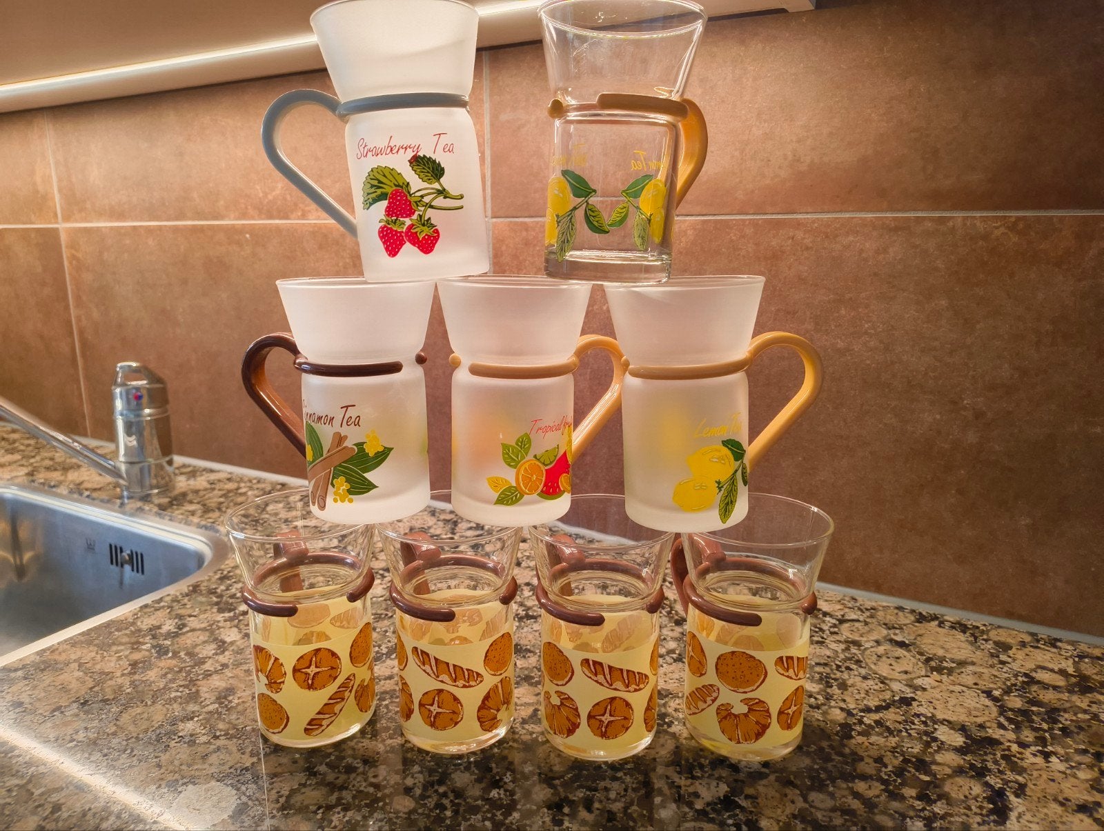 9 inspiration theeglazen glas glazen vintage, Ophalen of Verzenden, Gebruikt, Overige typen