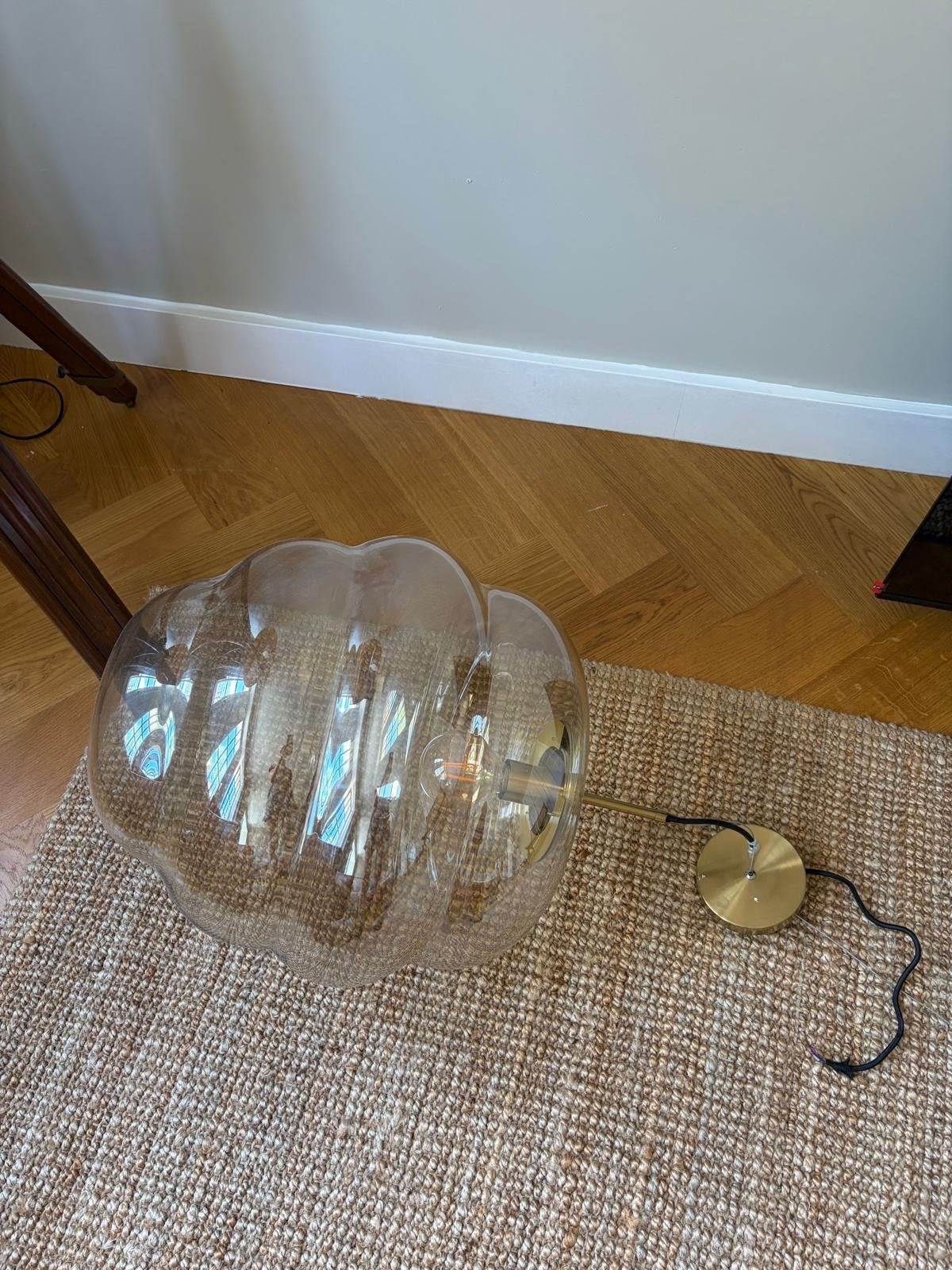 Moderne glazen hanglamp Sohome- Amberkleurig, Ophalen of Verzenden, Zo goed als nieuw, Glas, E27 (groot)