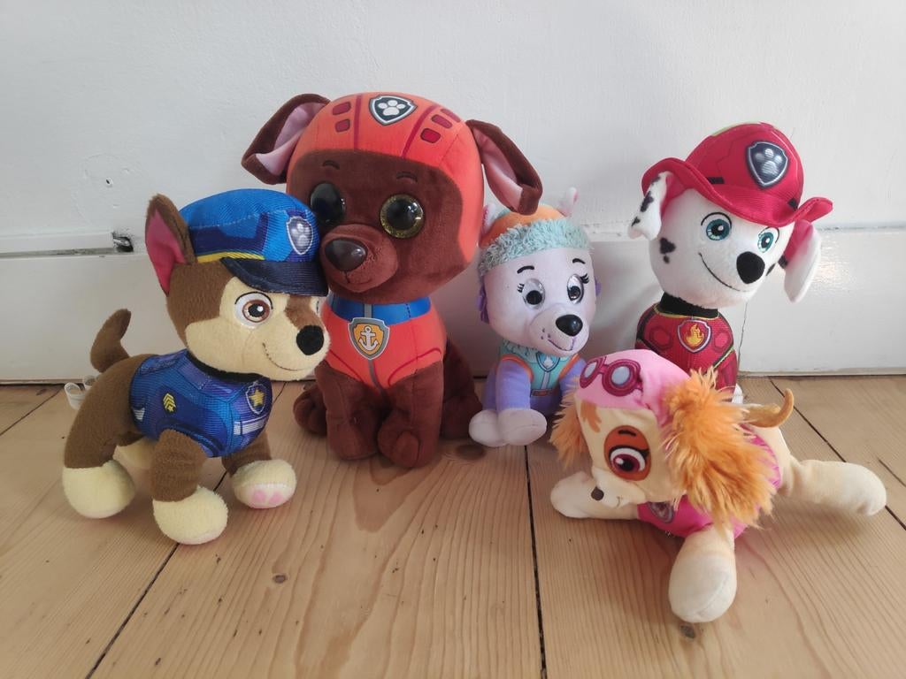 Paw Patrol Knuffels - Set van 5, Overige merken, Blauw, Zo goed als nieuw, Middelgroot (20 tot 80 cm)