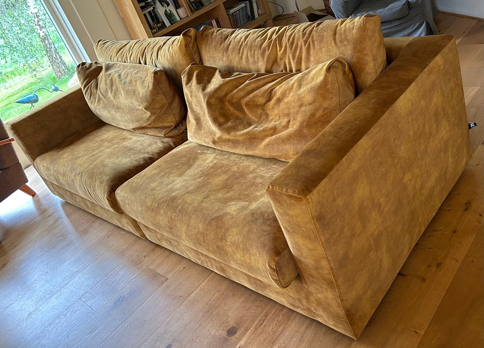 Nieuwe bank Ravenia ( velours) cognac kleur, Ophalen, 250 tot 300 cm, 100 tot 125 cm, Zo goed als nieuw