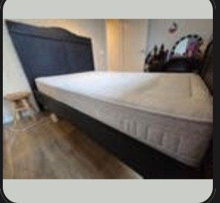 MOET WEG!Heel mooi Antiek bed met auping spiraal bodem en ma, Huis en Inrichting, Slaapkamer | Bedden, Ophalen, Zwart, Brocant