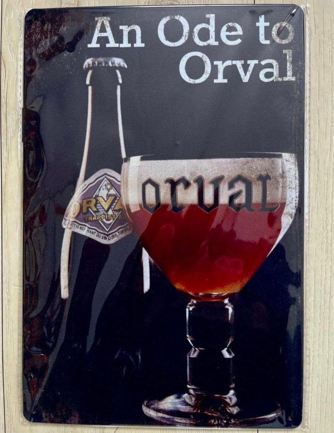 Metalen wandbord Orval Bier 20x30 cm., Ophalen of Verzenden, Zo goed als nieuw, Reclamebord
