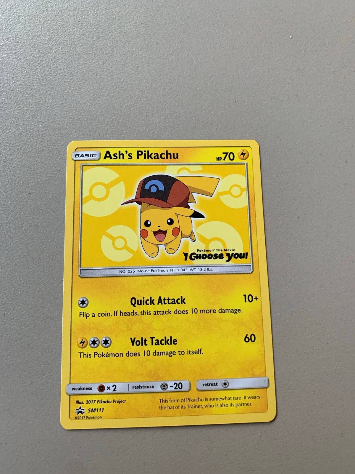 Pikachu SM111 Ash's Pikachu Pokemon Kaart, Ophalen, Zo goed als nieuw, Losse kaart