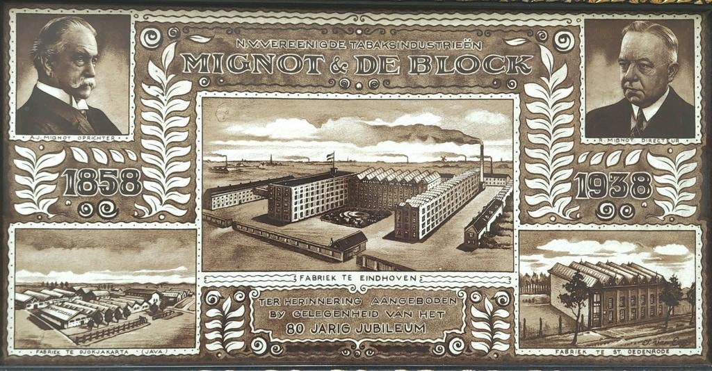 Plateel tegel Gouda tabak Mignot & De Block Eindhoven 1938, Ophalen of Verzenden, Gebruikt, Overige typen