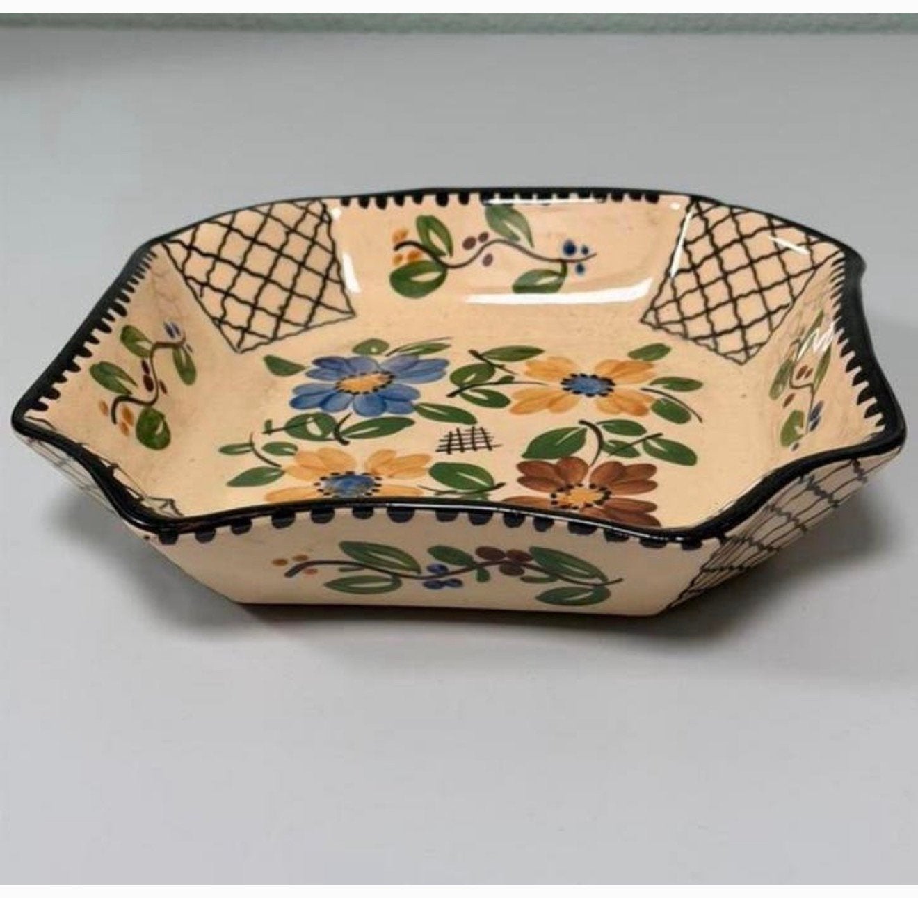 Vintage Handbeschilderde Aardewerk Schaal A Mertens Jamioulx, Ophalen of Verzenden