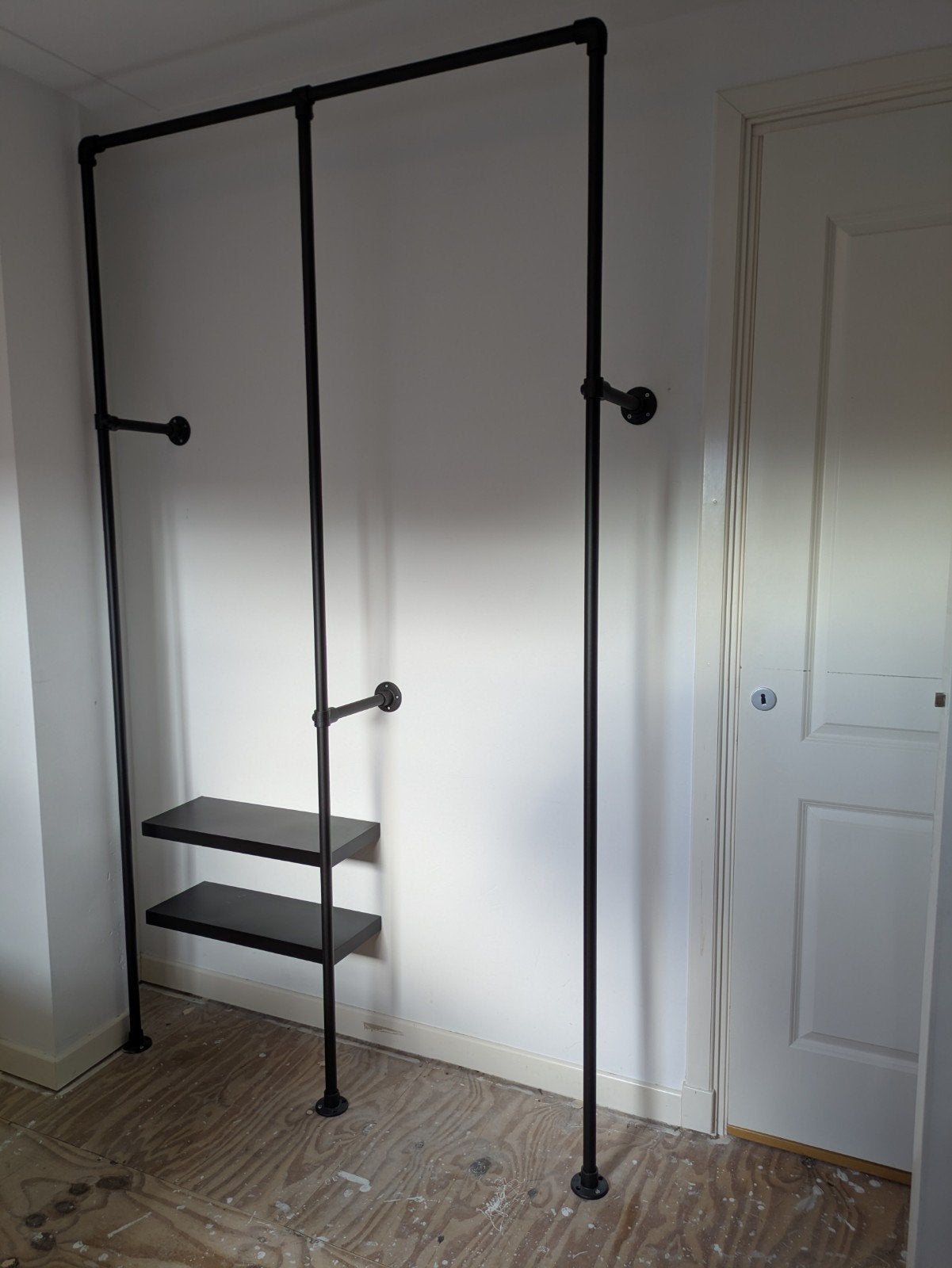 Industriële open kledingrek van steigerbuizen, Ophalen, Gebruikt, 100 tot 150 cm, 200 cm of meer