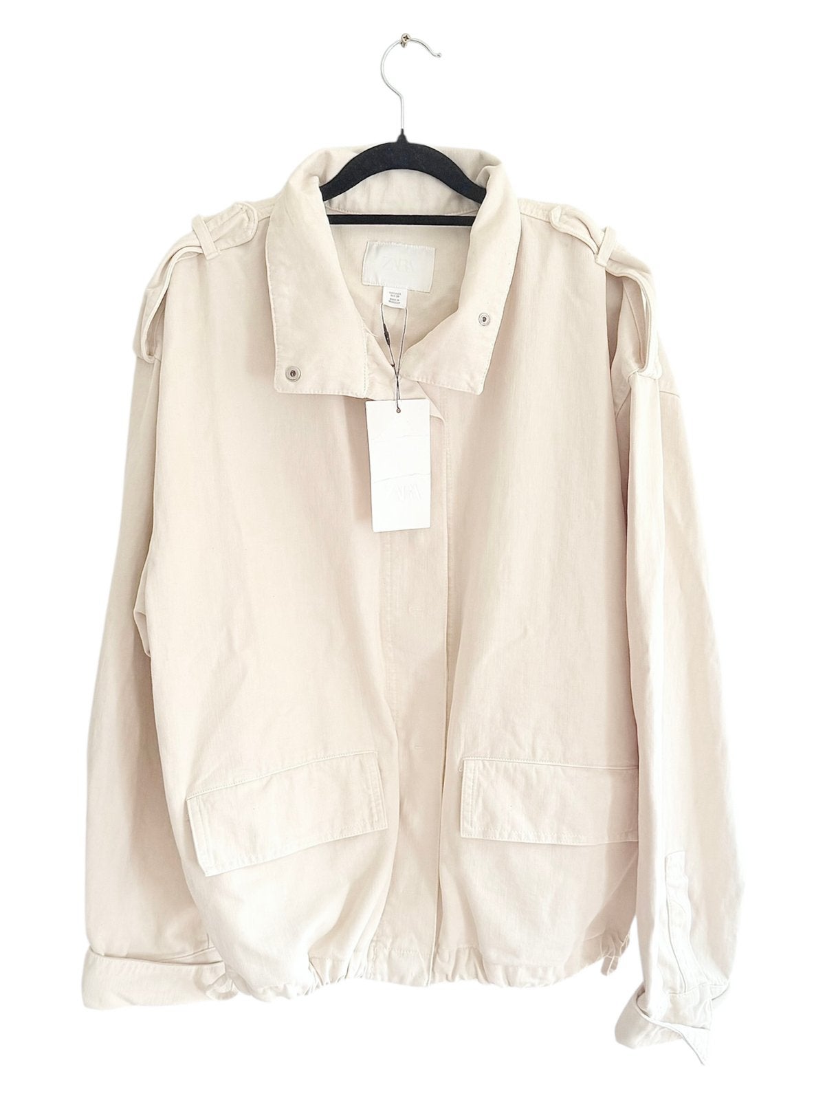 Lang bomberjack 100% katoen Zara nieuw met label, Ophalen of Verzenden, Nieuw, Maat 42/44 (L), Wit
