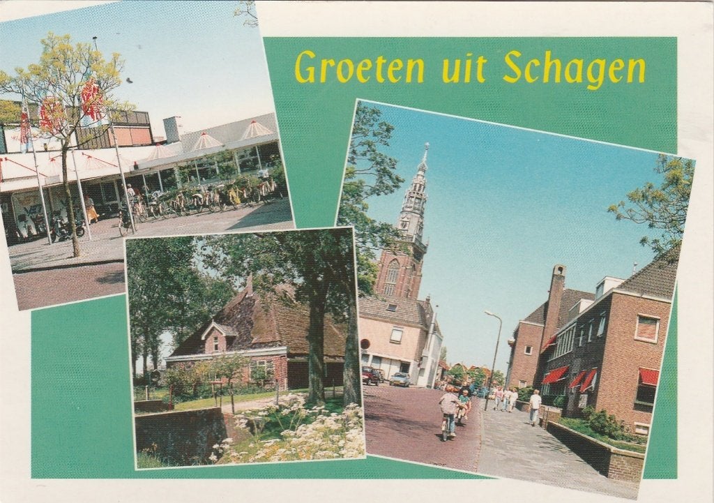 SCHAGEN Winkelcentrum Boerderij Centrum Groeten, Verzenden, 1980 tot heden, Gelopen, Noord-Holland