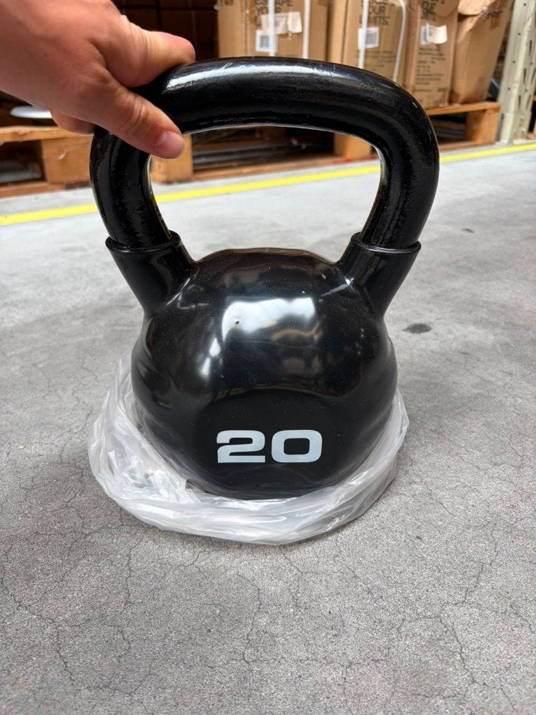 Studio Vinyl Kettlebell 20kg - Escape Fitness - Zwart, Ophalen of Verzenden, Nieuw, Kettlebell