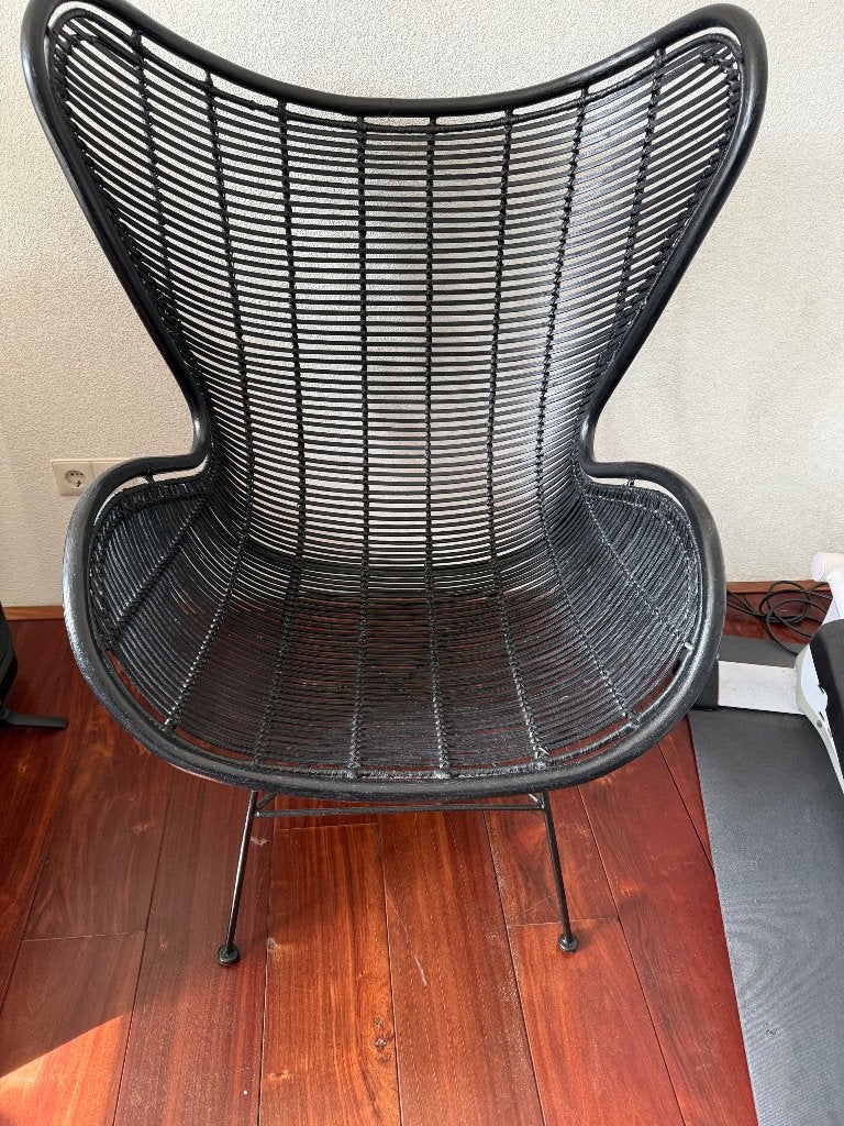 HK living egg chair zwart, Huis en Inrichting, Ophalen, Zwart, Riet of Rotan, Zo goed als nieuw