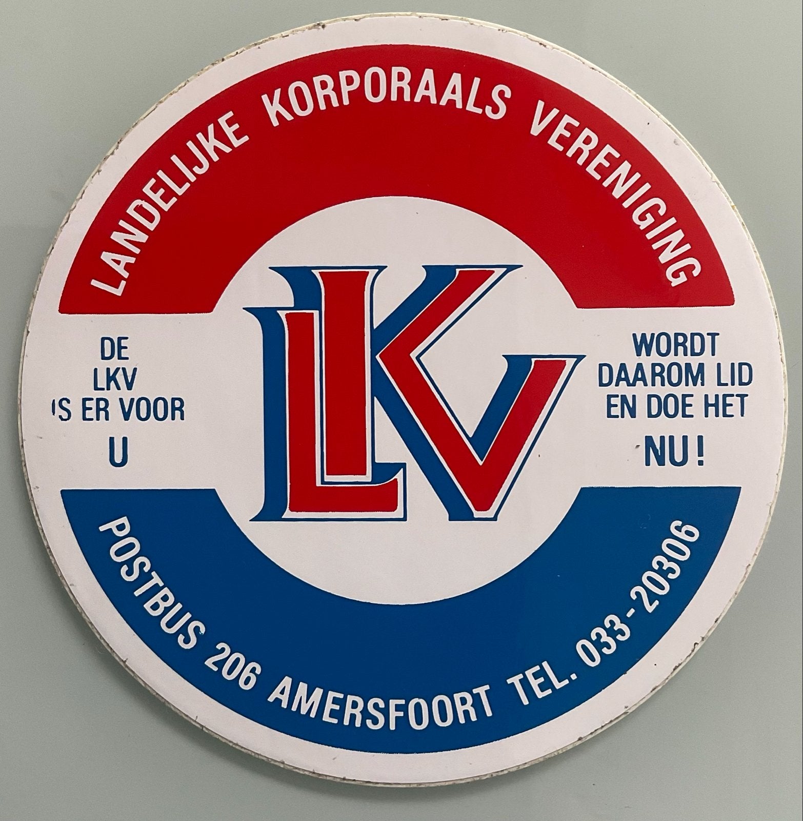 Vintage Landelijke Korporaals Vereniging sticker, Verzenden