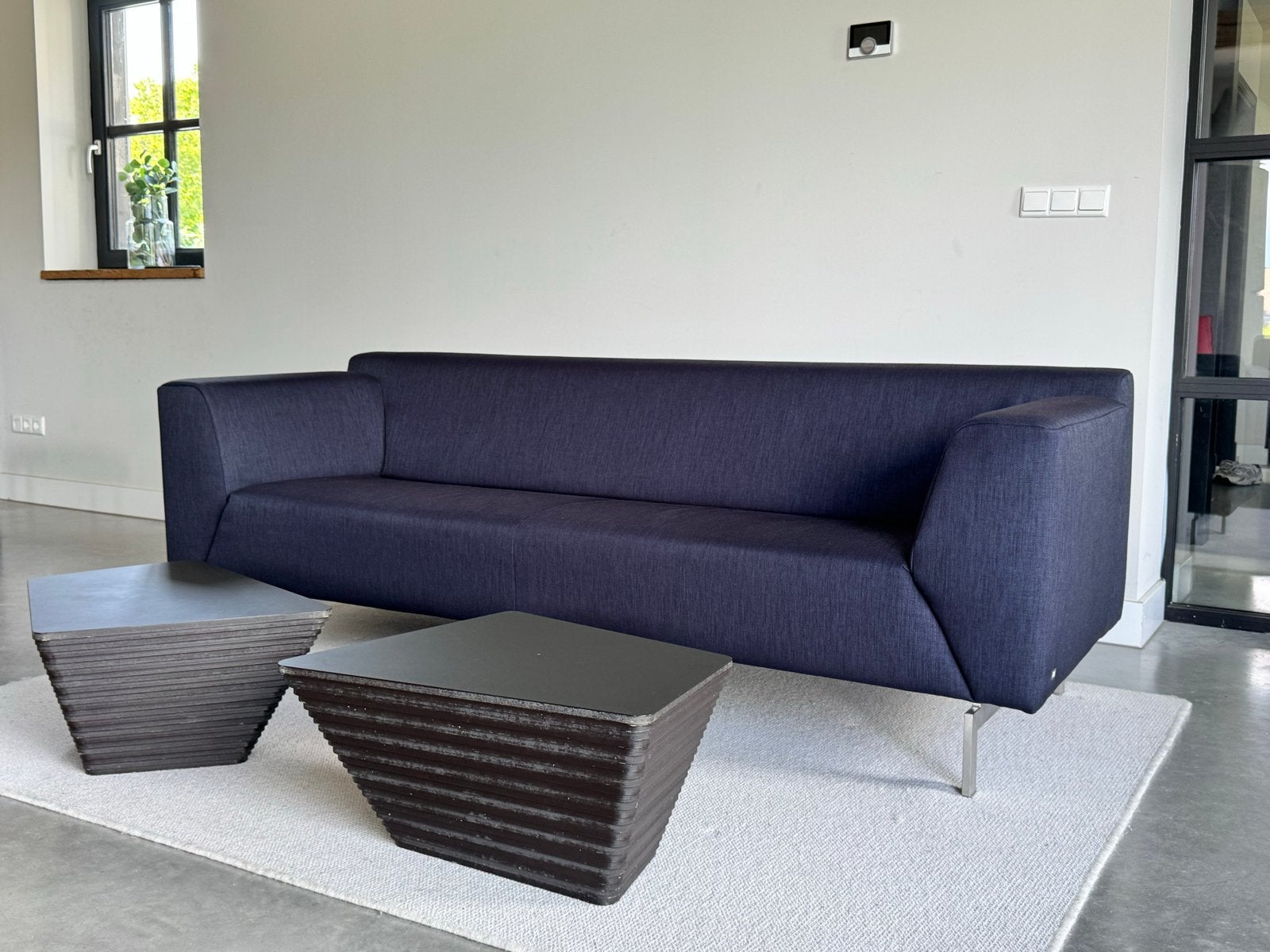 Rolf Benz bank - Donkerblauw - als nieuw, X, Verzenden, Driepersoons, 75 tot 100 cm
