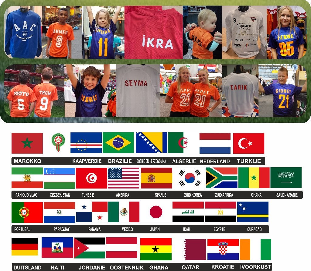 Shirt printen  van Nederland Marokko Turkije Curacao Japan, Kleding | Heren, Sportkleding, Ophalen of Verzenden, Nieuw, Overige maten